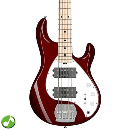 Sterling by Ernie Ball Music Man Stingray Ray5HH Electric Bass Guitar- Candy Apple Red (RAY5HH-CAR)