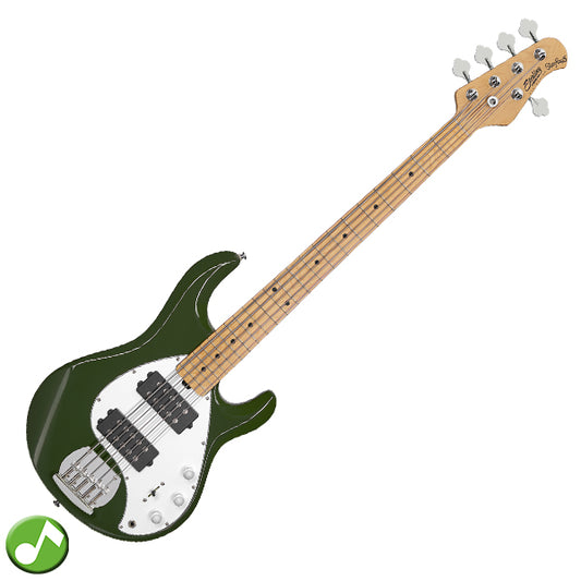 Sterling by Ernie Ball Music Man Stingray Ray5HH Electric Bass Guitar- Olive (RAY5HH-OLV)
