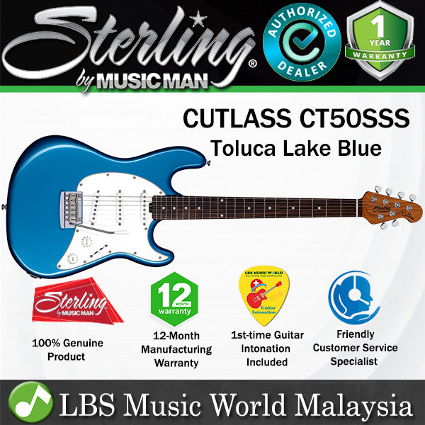 Sterling Cutlass CT50SSS Poplar Body Electric Guitar With Tremolo Rosewood Fingerboard - Toluca Lake Blue (TLB)