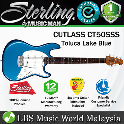 Sterling Cutlass CT50SSS Poplar Body Electric Guitar With Tremolo Rosewood Fingerboard - Toluca Lake Blue (TLB)