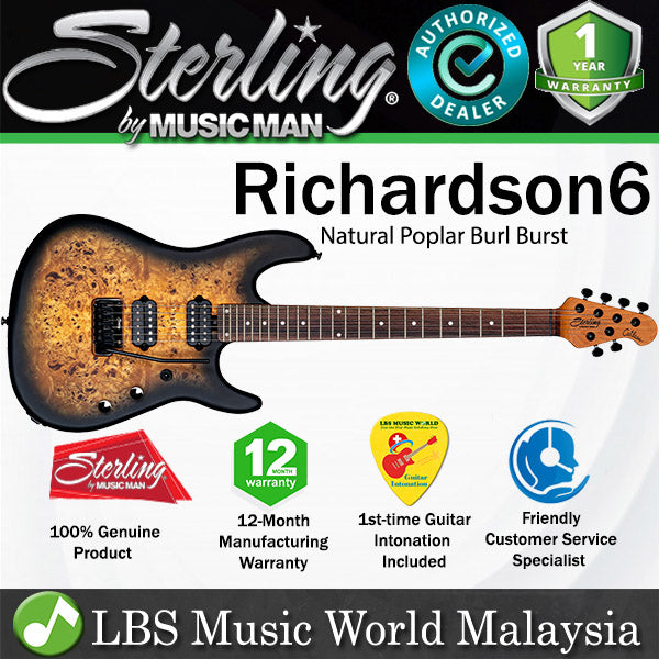 Sterling Richardson6 Jason Richardson’s Cutlass Electric Guitar - Natural Poplar Burl Burst (Richardson 6)