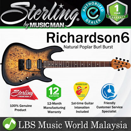 Sterling Richardson6 Jason Richardson’s Cutlass Electric Guitar - Natural Poplar Burl Burst (Richardson 6)