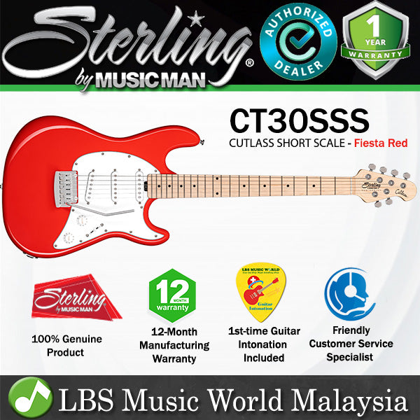Sterling by Ernie Ball Music Man CT30SSS Cutlass Long Scale Electric Guitar - Fiesta Red (CT30SSS-FRD)
