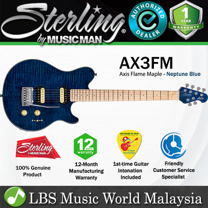 Sterling by Ernie Ball Music Man AX3FM Axis Flame Maple Electric Guitar - Neptune Blue (AX3FM-NBL)
