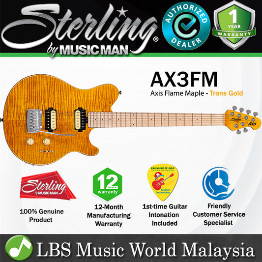 Sterling by Ernie Ball Music Man AX3FM Axis Flame Maple Electric Guitar - Trans Gold (AX3FM-TGO)