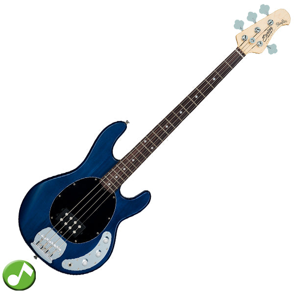 Sterling by Ernie Ball Music Man Ray4 Stingray Bass Guitar- Trans Blue Satin (Ray4-TBLS)