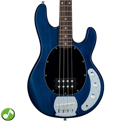 Sterling by Ernie Ball Music Man Ray4 Stingray Bass Guitar- Trans Blue Satin (Ray4-TBLS)