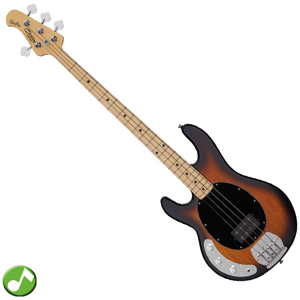 Sterling by Ernie Ball Music Man Ray4 Stingray Lefthanded Bass Guitar - Vintage Sunburst Satin (RAY4LH-VSBS)