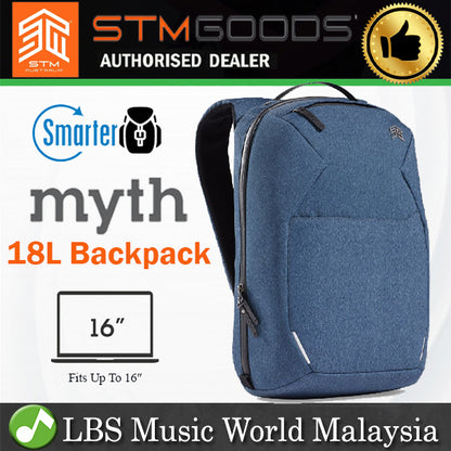 STM Myth Backpack 18L 16" Multifunctional Water Repellant Laptop Bag for Business Travel Leisure Student (Blue)