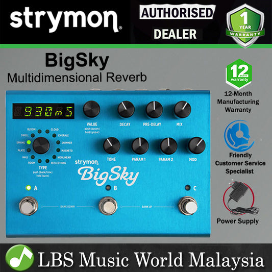 Strymon BigSky Reverb Multidimensional Reverberator Multi Effect Pedal for Electric Guitar (Big Sky)