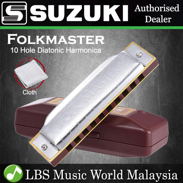Suzuki Harmonica Folkmaster 10 Hole Diatonic Standard Harmonicas With Case (1072)