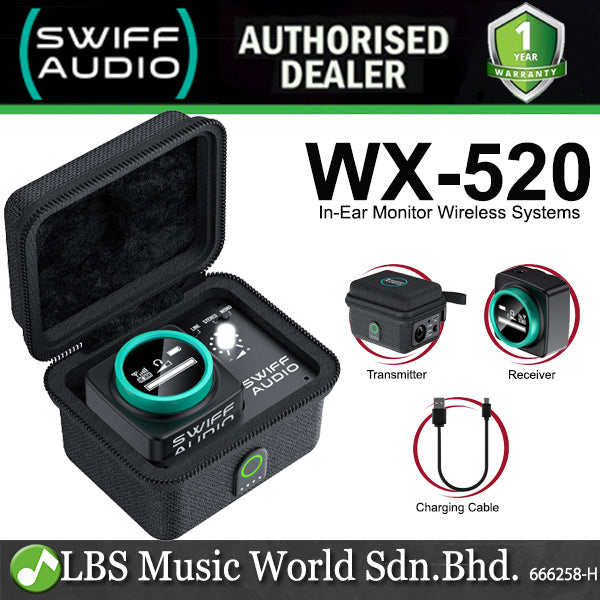 Swiff Audio WX-520 Stereo Mic In Ear Wireless Monitor Earphone System for Headphone and IEM (WX520)