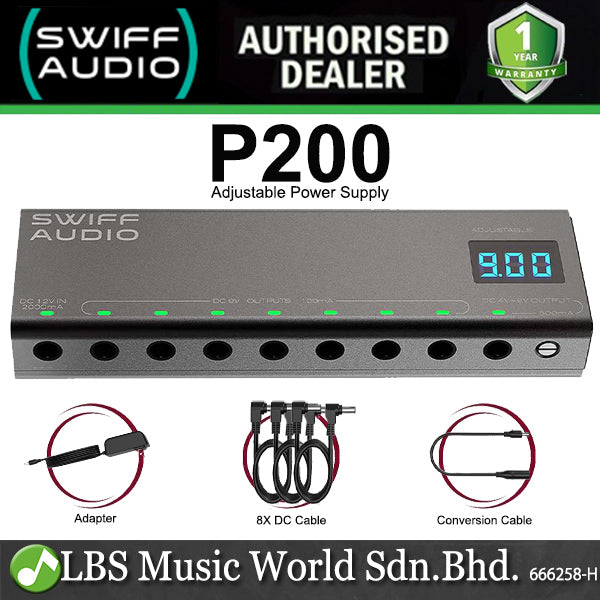 Swiff Audio P200 9 Output Effector Adjustable Guitar Pedal Power Supply Station