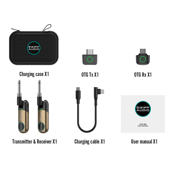 Swiff Audio WS-85  3 in 1 Wireless Guitar System with OTG, In Ear Monitor and Charging Case (WS85)
