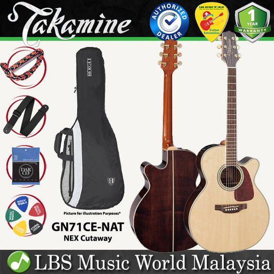 Takamine GN71CE-NAT NEX Cutaway Solid Spruce Top Acoustic Electric Guitar with Bag - Natural (GN71CE NAT)