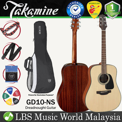 Takamine GD10-NS Dreadnought Body Spruce Top Acoustic Guitar with Bag - Natural Satin (GD10 NS)