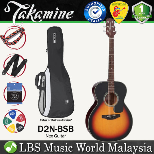 Takamine D2N-BSB Nex Body Spruce Top Acoustic Guitar with Bag - Brown Sunburst (D2N BSB)