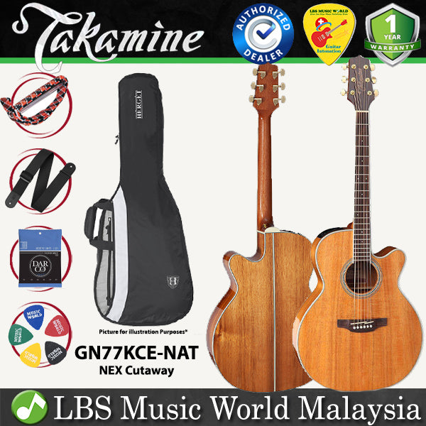 Takamine GN77KCE-NAT NEX Cutaway Hawaiian Koawood Top Acoustic Electric Guitar with Bag - Natural (GN77KCE NAT)