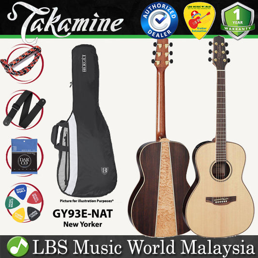 Takamine GY93E-NAT New Yorker Solid Spruce Top Acoustic Electric Guitar with Bag - Natural (GY93E NAT)