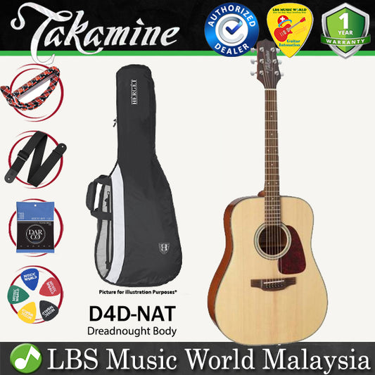Takamine D4D-NAT Dreadnought Body Solid Spruce Top Acoustic Guitar with Bag - Natural (D4D NAT)