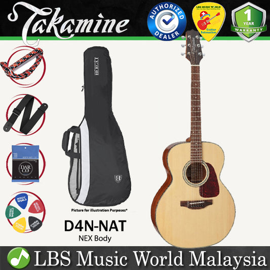 Takamine D4N-NAT NEX Body Solid Spruce Top Acoustic Guitar with Bag - Natural (D4N NAT)