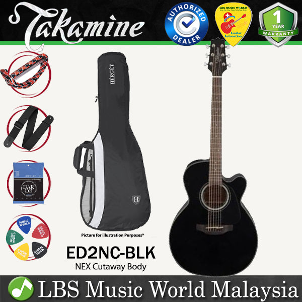 [Discontinue] Takamine ED2NC-BLK NEX Cutaway Spruce Top Acoustic Electric Guitar with Bag - Black (ED2NC BLK)