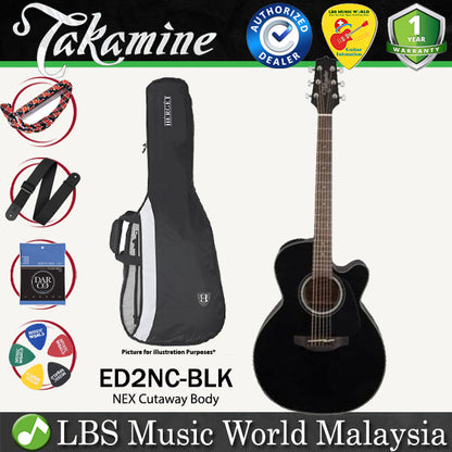 [Discontinue] Takamine ED2NC-BLK NEX Cutaway Spruce Top Acoustic Electric Guitar with Bag - Black (ED2NC BLK)
