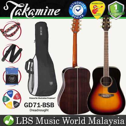 [Discontinue] Takamine GD71-BSB Dreadnought Cutaway Solid Spruce Top Acoustic Guitar with Bag - Brown Sunburst (GD71 BSB)