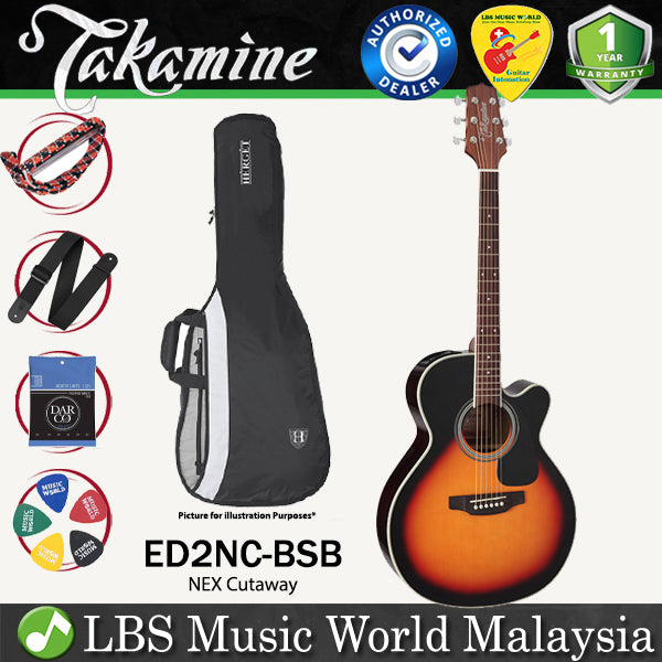 [Discontinue] Takamine ED2NC-BSB NEX Cutaway Spruce Top Acoustic Electric Guitar with Bag - Brown Sunburst (EN2NC BSB)