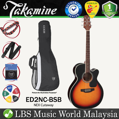 [Discontinue] Takamine ED2NC-BSB NEX Cutaway Spruce Top Acoustic Electric Guitar with Bag - Brown Sunburst (EN2NC BSB)