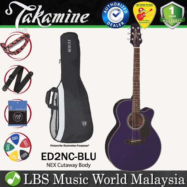 [Discontinue] Takamine ED2NC-BLU NEX Cutaway Spruce Top Acoustic Electric Guitar with Bag - Blue (ED2NC BLU)