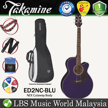 [Discontinue] Takamine ED2NC-BLU NEX Cutaway Spruce Top Acoustic Electric Guitar with Bag - Blue (ED2NC BLU)