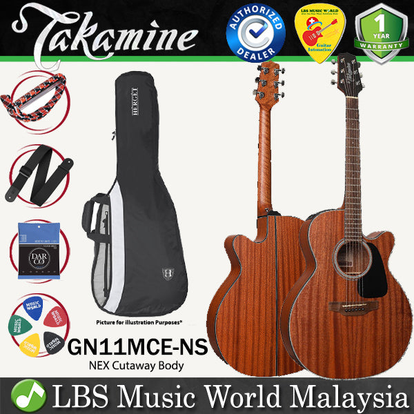 Takamine GN11MCE-NS NEX Cutaway Mahogany Acoustic Electric Guitar with Bag - Natural Satin (GN11MCE NS)
