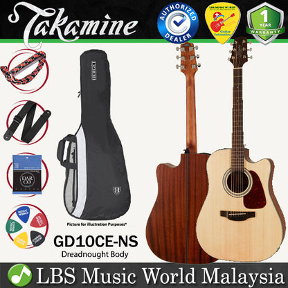 [Discontinued] Takamine GD10CE-NS Dreadnought Spruce Top Acoustic Electric Guitar with Bag - Natural Satin (GD10CE NS)