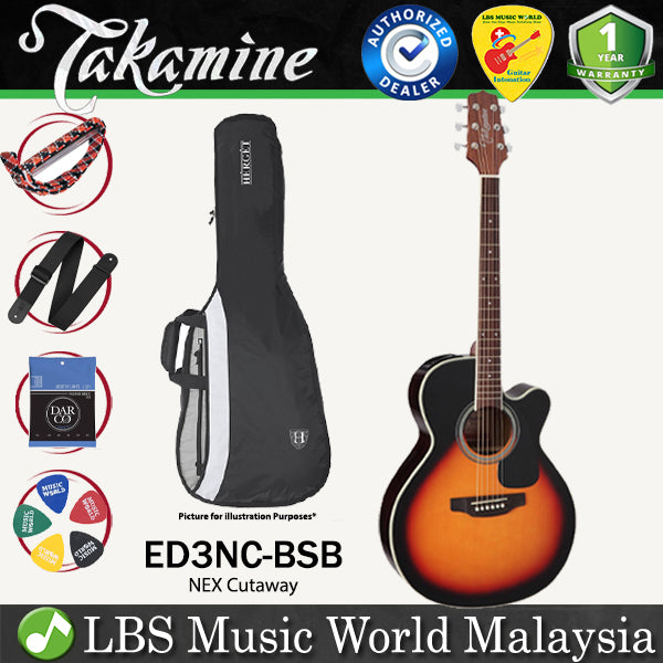 [Discontinued] Takamine ED3NC-BSB NEX Cutaway Body Spruce Top Acoustic Electric Guitar with Bag - Brown Sunburst (ED3NC BSB)