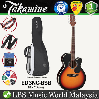 [Discontinued] Takamine ED3NC-BSB NEX Cutaway Body Spruce Top Acoustic Electric Guitar with Bag - Brown Sunburst (ED3NC BSB)