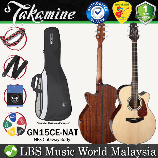 [Discontinued] Takamine GN15CE-NAT NEX Cutaway Spruce Top Acoustic Electric Guitar wtih Bag - Natural (GN15CE NAT)