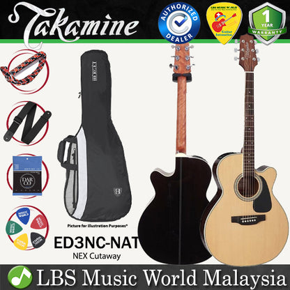 [Discontinued] Takamine ED3NC-NAT NEX Cutaway Spruce Top Acoustic Electric Guitar with Bag - Natural (ED3NC NAT)
