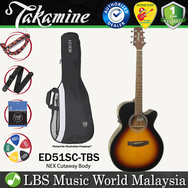 [Discontinued] Takamine ED51SC-TBS NEX Cutaway Solid Spruce Top Acoustic Electric Guitar with Bag - Brown Sunburst (ED51SC TBS)