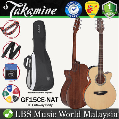 [Discontinued] Takamine GF15CE-NAT FXC Cutaway Spruce Top Acoustic Electric Guitar with Bag - Natural (GF15CE NAT)