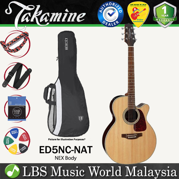 [Discontinued] Takamine ED5NC-NAT NEX Cutaway Solid Spruce Top Acoustic Electric Guitar with Bag - Natural (ED5NC NAT)