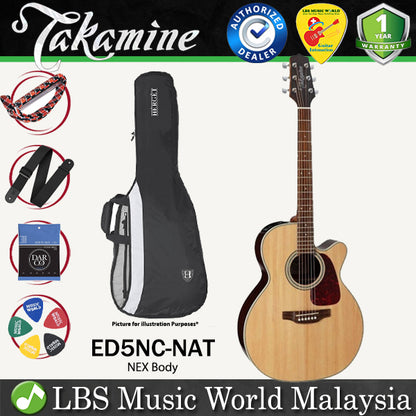 [Discontinued] Takamine ED5NC-NAT NEX Cutaway Solid Spruce Top Acoustic Electric Guitar with Bag - Natural (ED5NC NAT)