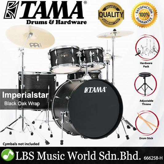 Tama Imperialstar IE52KH6W 5 Piece Drum Set with Drumsticks and Throne - 22 Inch Bass Drum (Imperial Star)