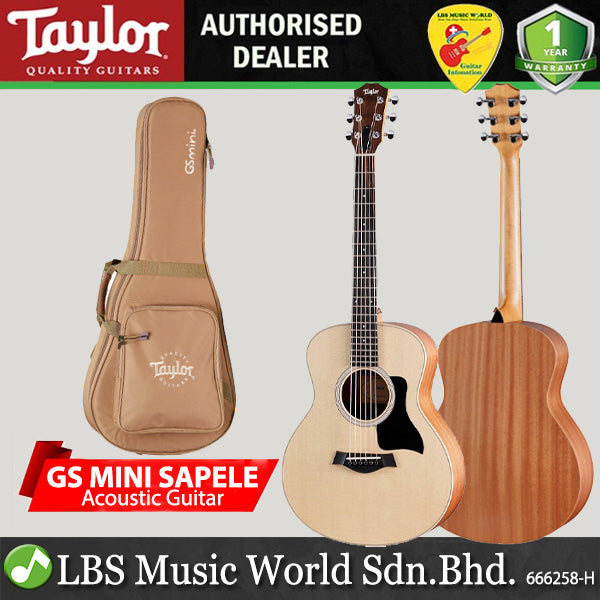 Taylor GS Mini Sitka Spruce Top Acoustic Guitar Ebony Fretboard with Bag - Natural Sapele