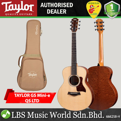 Taylor GS Mini-e LTD Quilted Sapele Solid Spruce Top Acoustic Electric Guitar with Bag - Natural  (GS Mini)