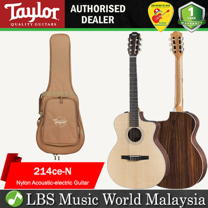 Taylor 214ce-N Nylon String Grand Auditorium Solid Spruce Top Classical Electric Guitar - Natural (214 ce)