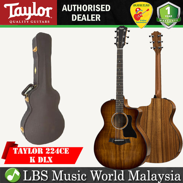 Taylor 224ce-K DLX Cutaway Grand Auditorium Acoustic Electric Guitar with Case (224 ce-K)