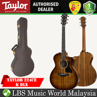 Taylor 224ce-K DLX Cutaway Grand Auditorium Acoustic Electric Guitar with Case (224 ce-K)