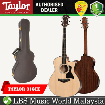 Taylor 316ce Cutaway Grand Symphony Acoustic Electric Guitar with Case (316 ce)