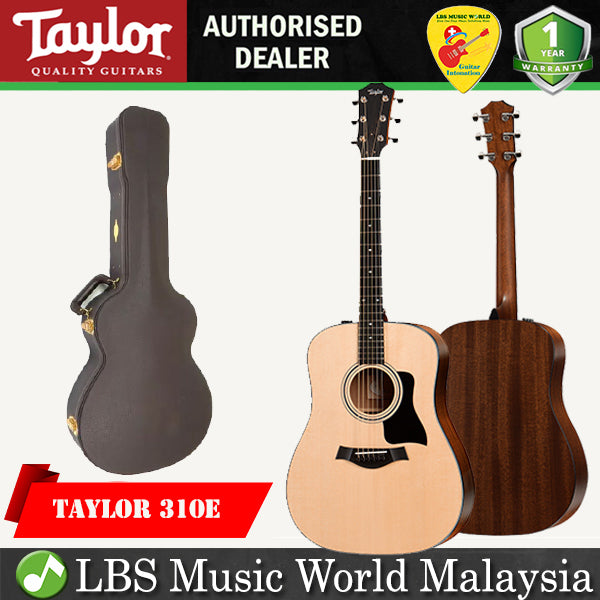 Taylor 310e Dreadnought Sapele Body Wood Acoustic Electric Guitar with Case (310 e)
